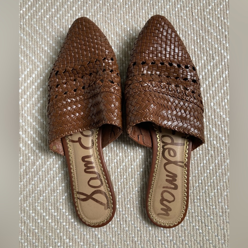 Sam Edelman brown woven mules